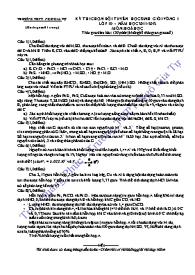 Đề thi chọn đội tuyển học sinh giỏi vòng 1 lớp 10 - Năm học 2011 - 2012 môn Hoá học